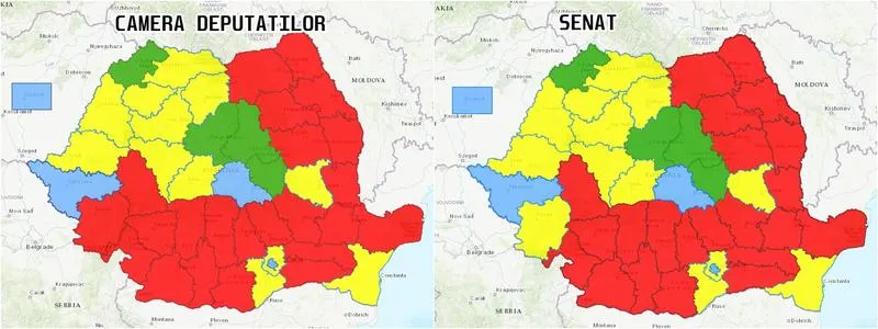 Harta rezultate alegeri parlamentare 2020